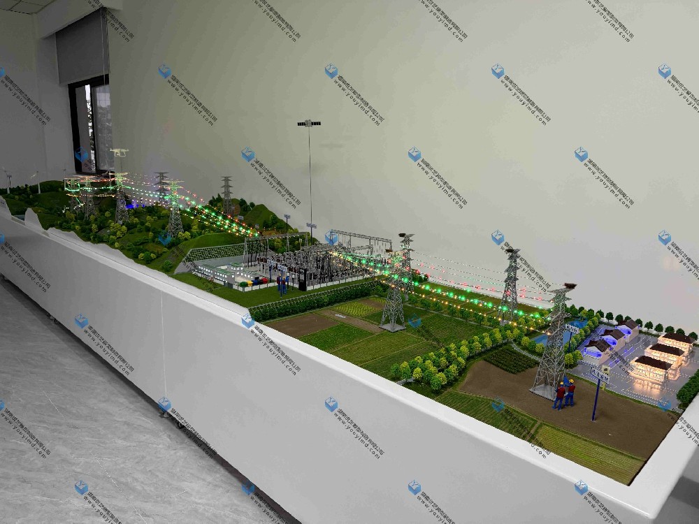 湖南省优艺模型——电力输送线路施工场景模型、电力输送沙盘模型